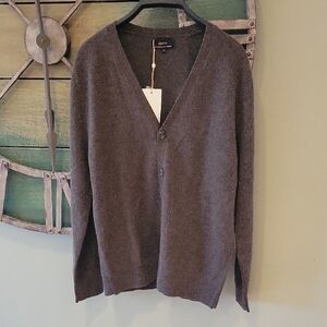 Quince Mongolian Cashmere Button Down Cardigan Sweater In Heather Truffle Brown